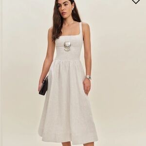 Reformation Janu Linen Dress Oatmeal
